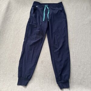 Figs Navy Joggers with Teal Drawstring